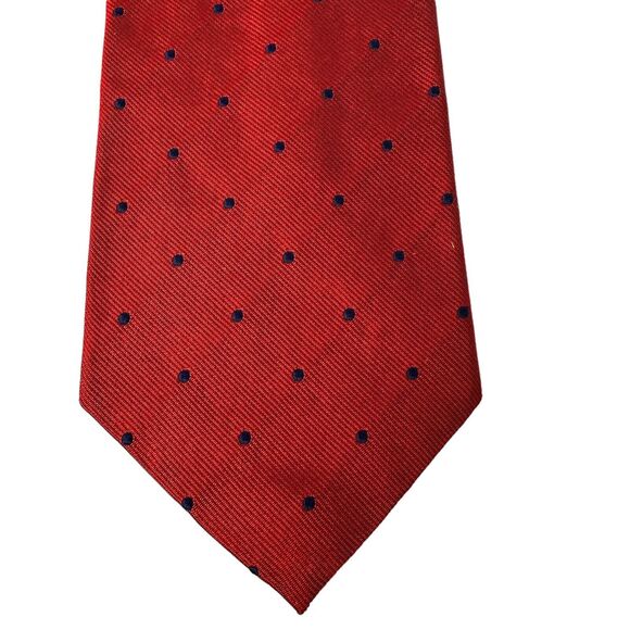 Vintage Brooks Brothers Tie Red/Blue Polka Dot Woven England Made USA Silk. 57” - Picture 5 of 16